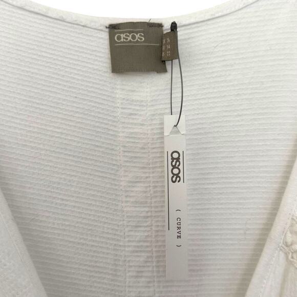 NWT ASOS Curve Mini Wrap Sundress with Embroidered Trim White Size 22 Sun Dress - Picture 5 of 10